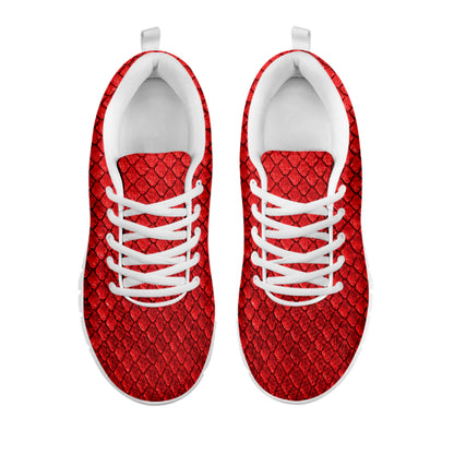 Red Python Snakeskin Print White Sneakers