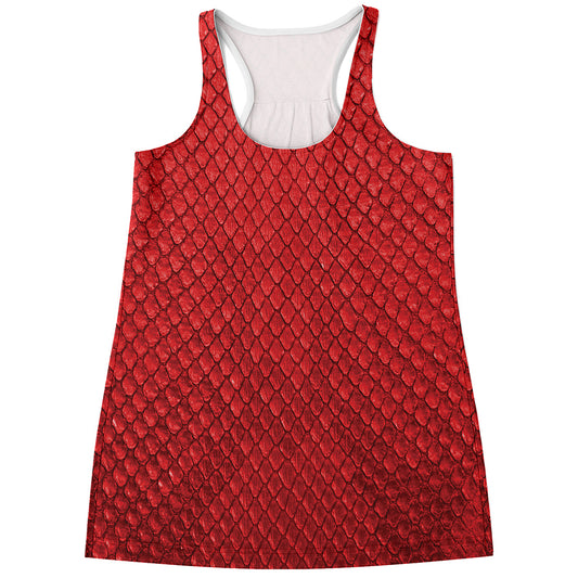 Red Python Snakeskin Print Women's Racerback Tank Top