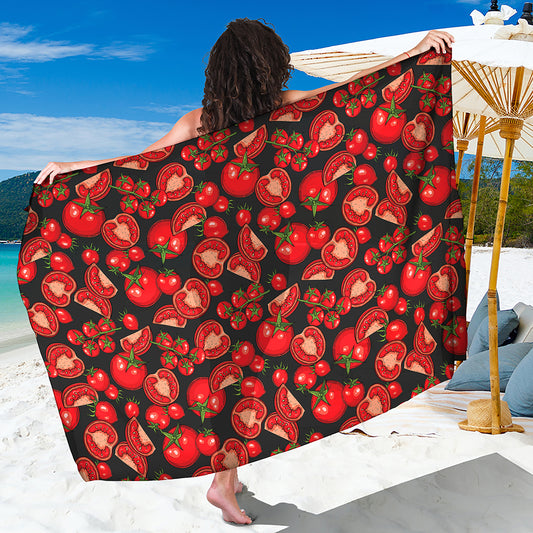 Red Ripe Tomatoes Pattern Print Beach Sarong Wrap