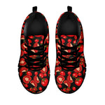 Red Ripe Tomatoes Pattern Print Black Sneakers