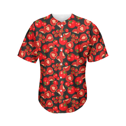 Red Ripe Tomatoes Pattern Print Men's Baseball Jersey