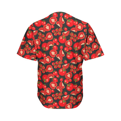 Red Ripe Tomatoes Pattern Print Men's Baseball Jersey
