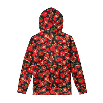 Red Ripe Tomatoes Pattern Print Pullover Hoodie