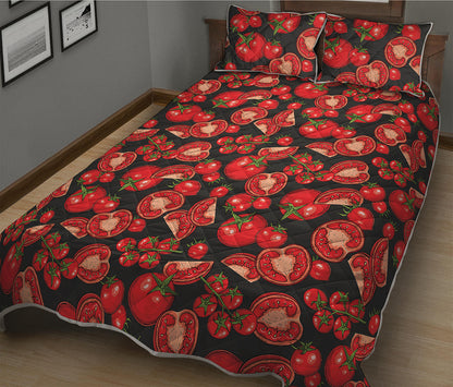 Red Ripe Tomatoes Pattern Print Quilt Bed Set