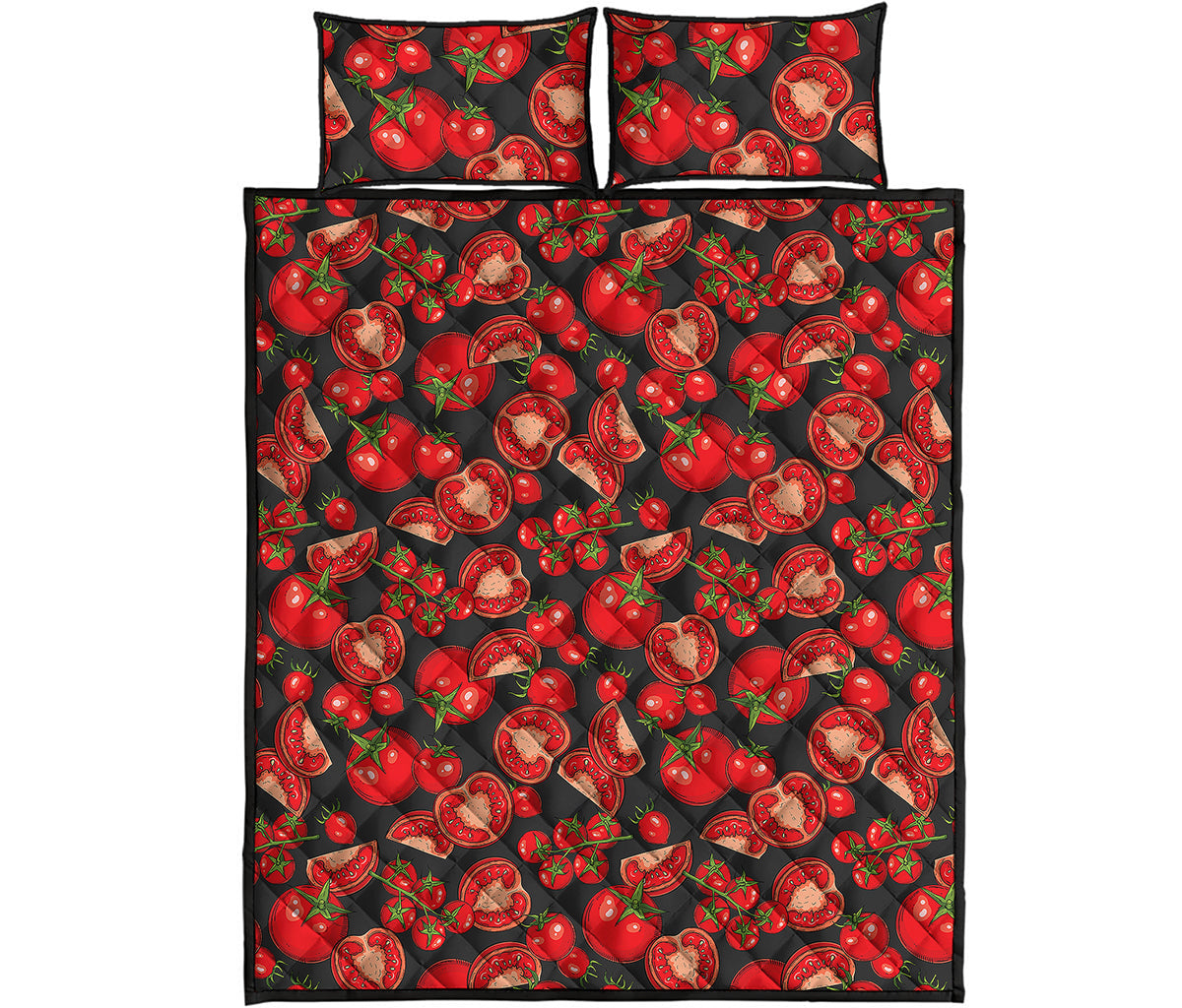 Red Ripe Tomatoes Pattern Print Quilt Bed Set