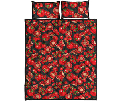 Red Ripe Tomatoes Pattern Print Quilt Bed Set