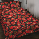 Red Ripe Tomatoes Pattern Print Quilt Bed Set