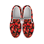 Red Ripe Tomatoes Pattern Print White Slip On Shoes