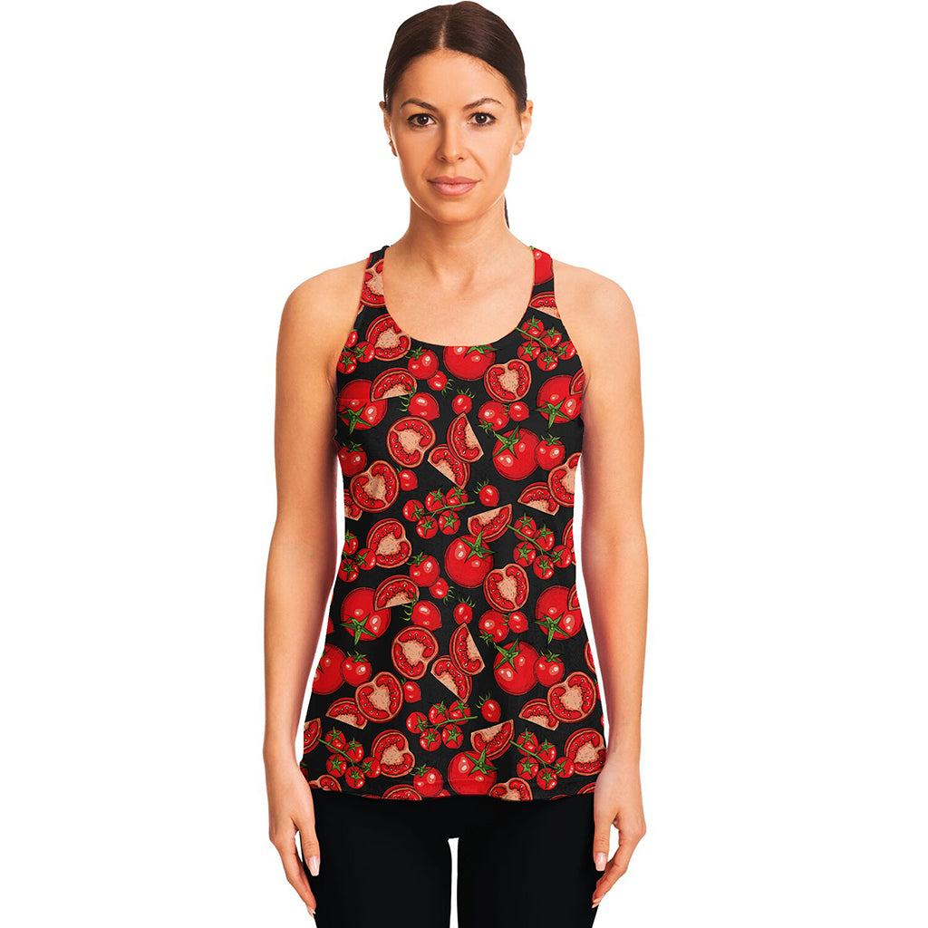 Red Ripe Tomatoes Pattern Print Women's Racerback Tank Top