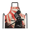 Red Rising Sun Samurai Print Apron