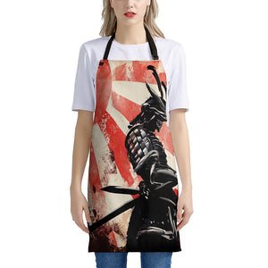 Red Rising Sun Samurai Print Apron