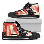 Red Rising Sun Samurai Print Black High Top Shoes