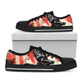 Red Rising Sun Samurai Print Black Low Top Sneakers