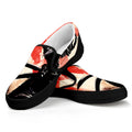 Red Rising Sun Samurai Print Black Slip On Sneakers