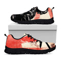 Red Rising Sun Samurai Print Black Running Shoes