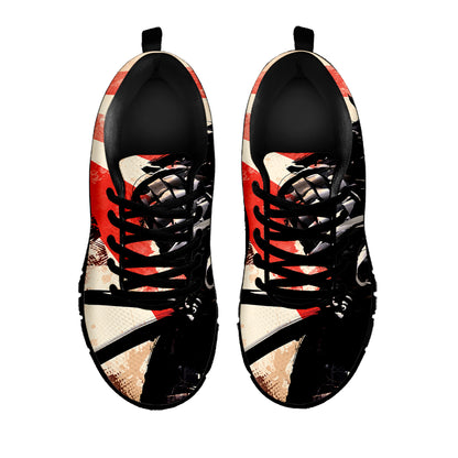 Red Rising Sun Samurai Print Black Sneakers