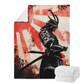 Red Rising Sun Samurai Print Blanket