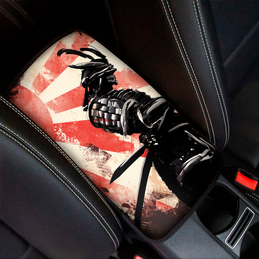 Red Rising Sun Samurai Print Car Center Console Cover