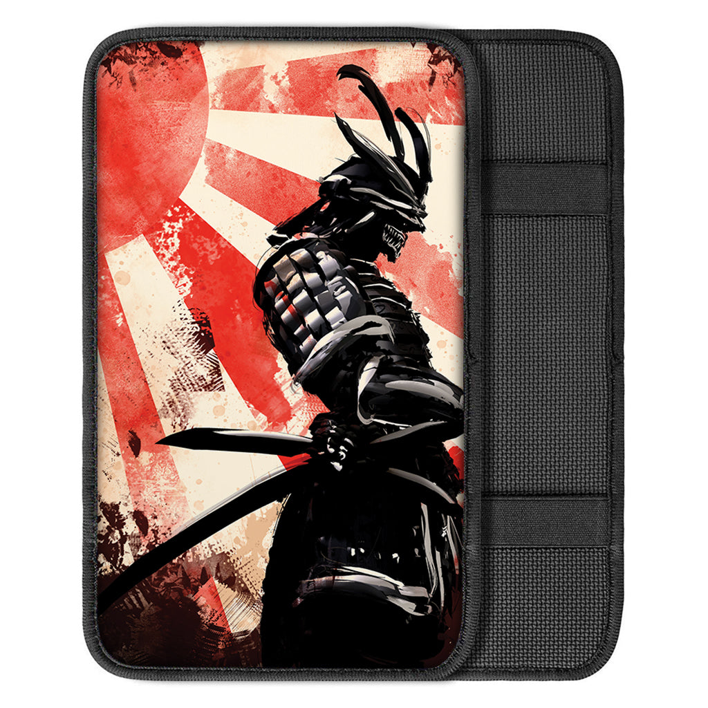 Red Rising Sun Samurai Print Car Center Console Cover