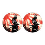 Red Rising Sun Samurai Print Car Coasters