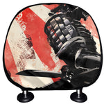 Red Rising Sun Samurai Print Car Headrest Covers