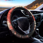 Red Rising Sun Samurai Print Car Steering Wheel Cover