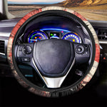 Red Rising Sun Samurai Print Car Steering Wheel Cover