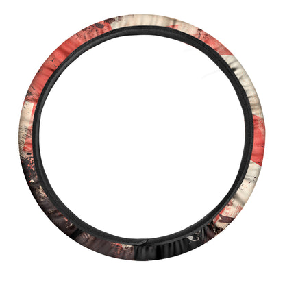 Red Rising Sun Samurai Print Car Steering Wheel Cover