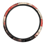 Red Rising Sun Samurai Print Car Steering Wheel Cover