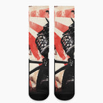 Red Rising Sun Samurai Print Crew Socks