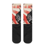 Red Rising Sun Samurai Print Crew Socks