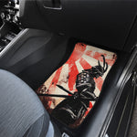 Red Rising Sun Samurai Print Front and Back Car Floor Mats