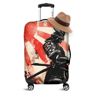 Red Rising Sun Samurai Print Luggage Cover