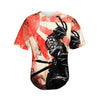 Red Rising Sun Samurai Print Men's Baseball Jersey