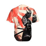 Red Rising Sun Samurai Print Men's Baseball Jersey