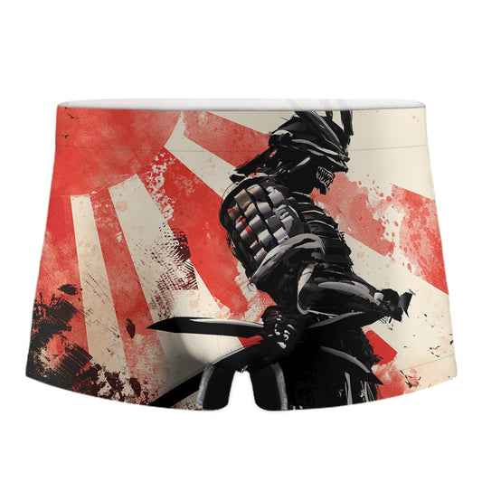 Red Rising Sun Samurai Print Men's Boxer Briefs