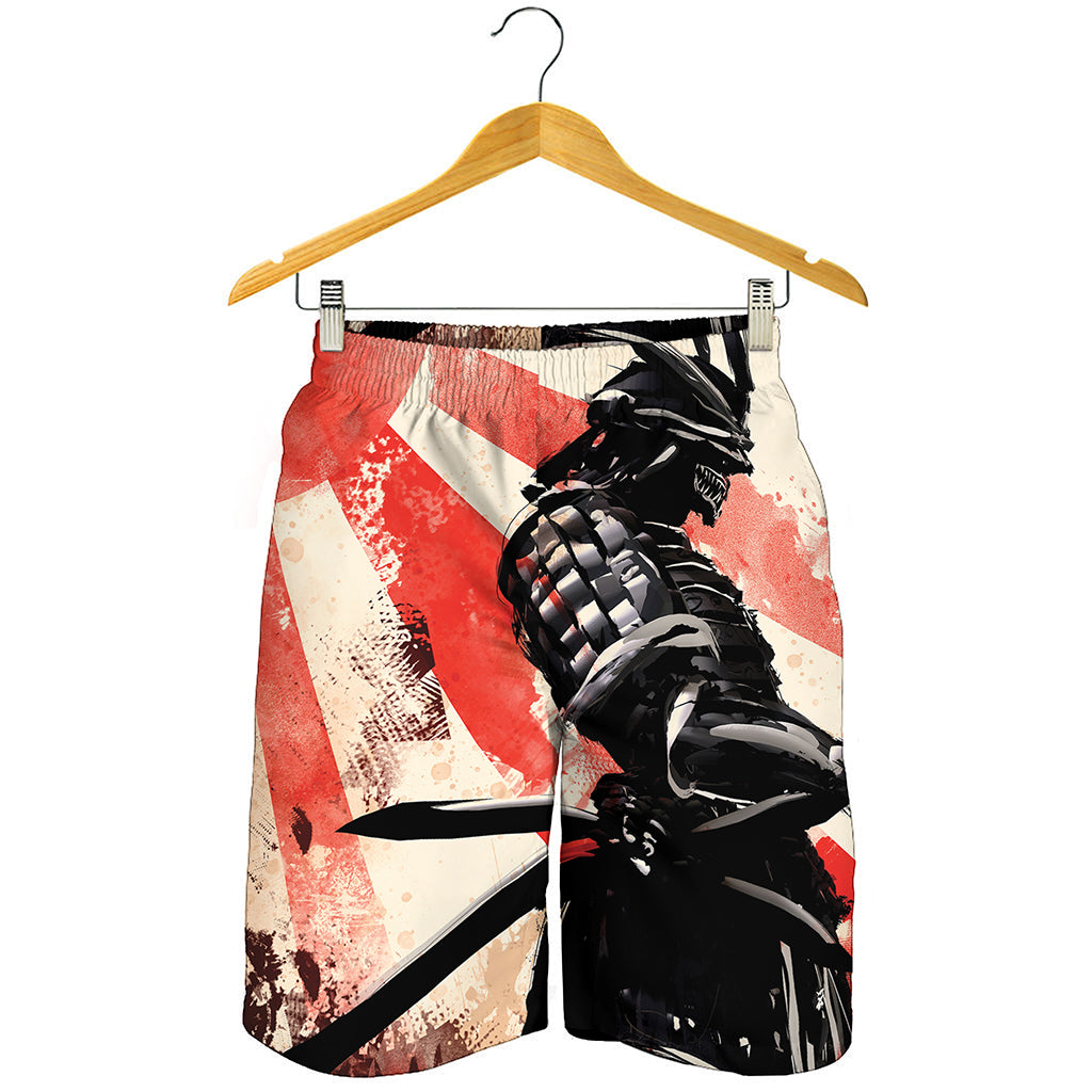 Red Rising Sun Samurai Print Men's Shorts