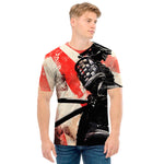 Red Rising Sun Samurai Print Men's T-Shirt