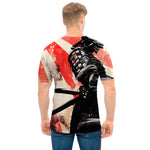 Red Rising Sun Samurai Print Men's T-Shirt