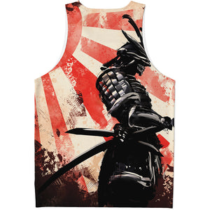 Red Rising Sun Samurai Print Men's Tank Top