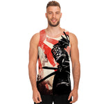 Red Rising Sun Samurai Print Men's Tank Top