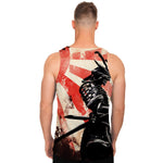 Red Rising Sun Samurai Print Men's Tank Top