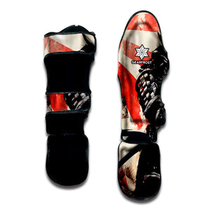 Red Rising Sun Samurai Print Muay Thai Shin Guard