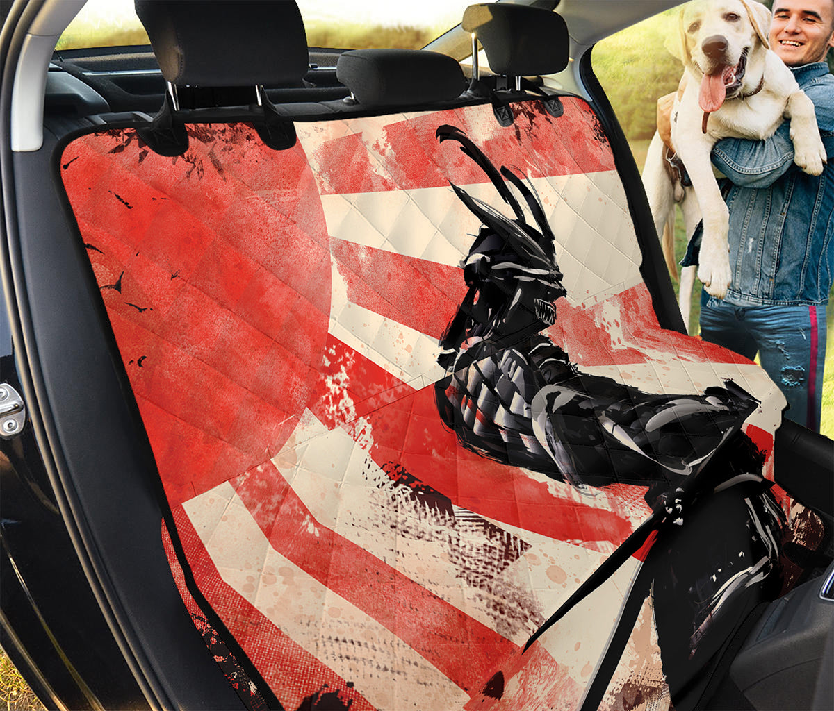 Red Rising Sun Samurai Print Pet Car Back Seat Cover