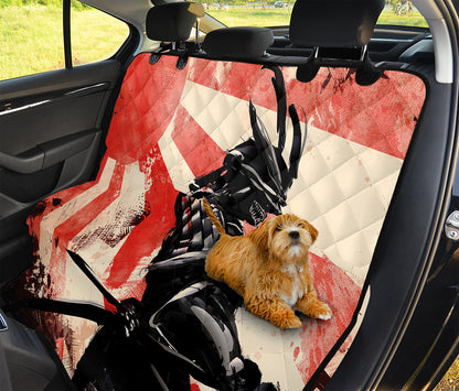 Red Rising Sun Samurai Print Pet Car Back Seat Cover