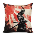Red Rising Sun Samurai Print Pillow Cover
