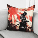 Red Rising Sun Samurai Print Pillow Cover
