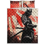 Red Rising Sun Samurai Print Quilt Bed Set