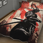 Red Rising Sun Samurai Print Quilt Bed Set