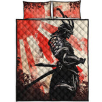 Red Rising Sun Samurai Print Quilt Bed Set